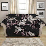 Japanese Crane Bird Pattern Print Loveseat Protector