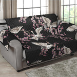 Japanese Crane Bird Pattern Print Loveseat Protector