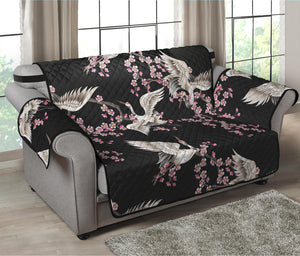 Japanese Crane Bird Pattern Print Loveseat Protector