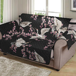 Japanese Crane Bird Pattern Print Loveseat Protector