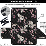 Japanese Crane Bird Pattern Print Loveseat Protector