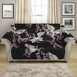 Japanese Crane Bird Pattern Print Loveseat Protector