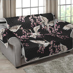 Japanese Crane Bird Pattern Print Loveseat Protector