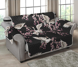 Japanese Crane Bird Pattern Print Loveseat Protector