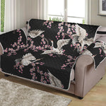 Japanese Crane Bird Pattern Print Loveseat Protector