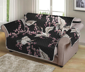 Japanese Crane Bird Pattern Print Loveseat Protector