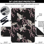 Japanese Crane Bird Pattern Print Loveseat Protector