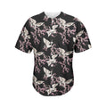 Japanese Crane Bird Pattern Print Men's Baseball Jersey