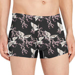 Japanese Crane Bird Pattern Print Men's Boxer Briefs