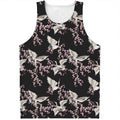 Japanese Crane Bird Pattern Print Men's Tank Top