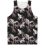 Japanese Crane Bird Pattern Print Men's Tank Top