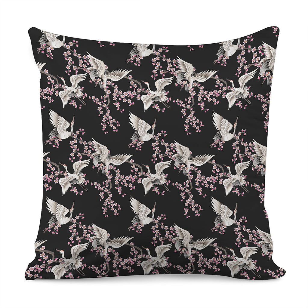 Japanese Crane Bird Pattern Print Pillow Cover