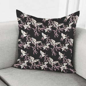 Japanese Crane Bird Pattern Print Pillow Cover