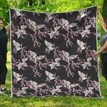 Japanese Crane Bird Pattern Print Quilt