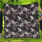 Japanese Crane Bird Pattern Print Quilt