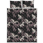 Japanese Crane Bird Pattern Print Quilt Bed Set