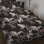 Japanese Crane Bird Pattern Print Quilt Bed Set