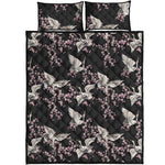 Japanese Crane Bird Pattern Print Quilt Bed Set