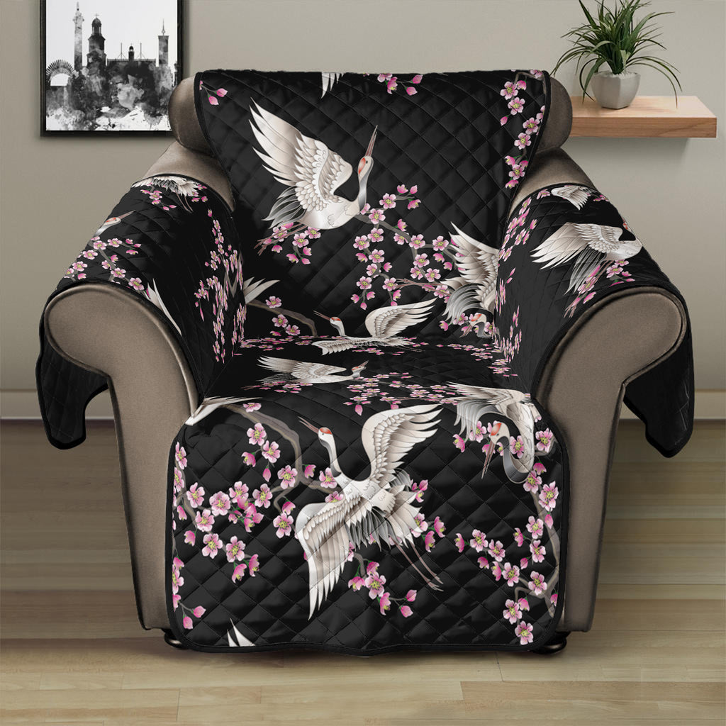 Japanese Crane Bird Pattern Print Recliner Protector