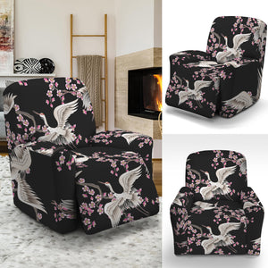 Japanese Crane Bird Pattern Print Recliner Slipcover