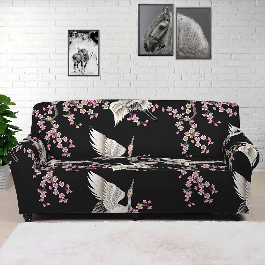 Japanese Crane Bird Pattern Print Sofa Cover