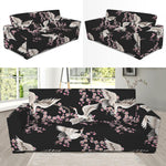 Japanese Crane Bird Pattern Print Sofa Slipcover