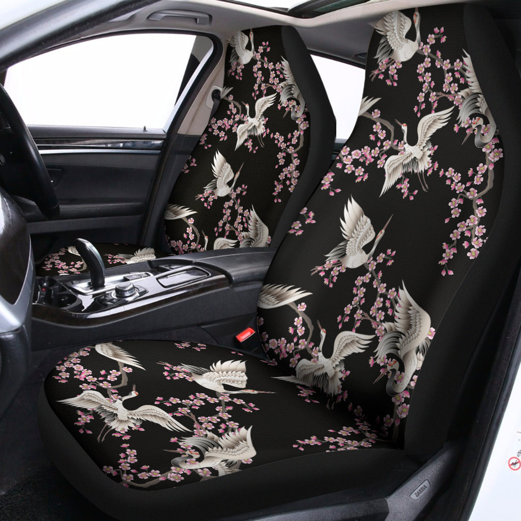 Japanese Crane Bird Pattern Print Universal Fit Car Seat Covers