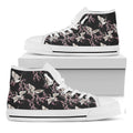 Japanese Crane Bird Pattern Print White High Top Sneakers