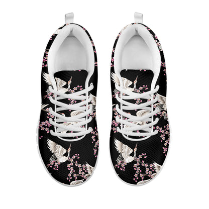 Japanese Crane Bird Pattern Print White Sneakers