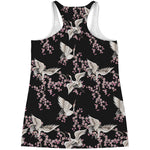 Japanese Crane Bird Pattern Print Women's Racerback Tank Top