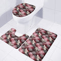 Japanese Cranes And Chrysanthemums Print 3 Piece Bath Mat Set