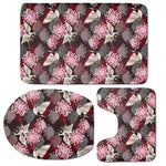 Japanese Cranes And Chrysanthemums Print 3 Piece Bath Mat Set
