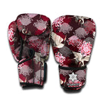 Japanese Cranes And Chrysanthemums Print Boxing Gloves