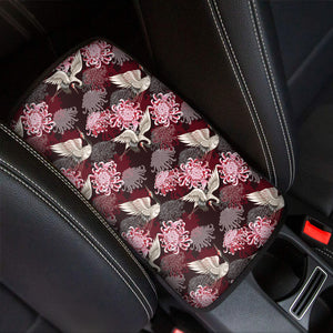 Japanese Cranes And Chrysanthemums Print Car Center Console Cover