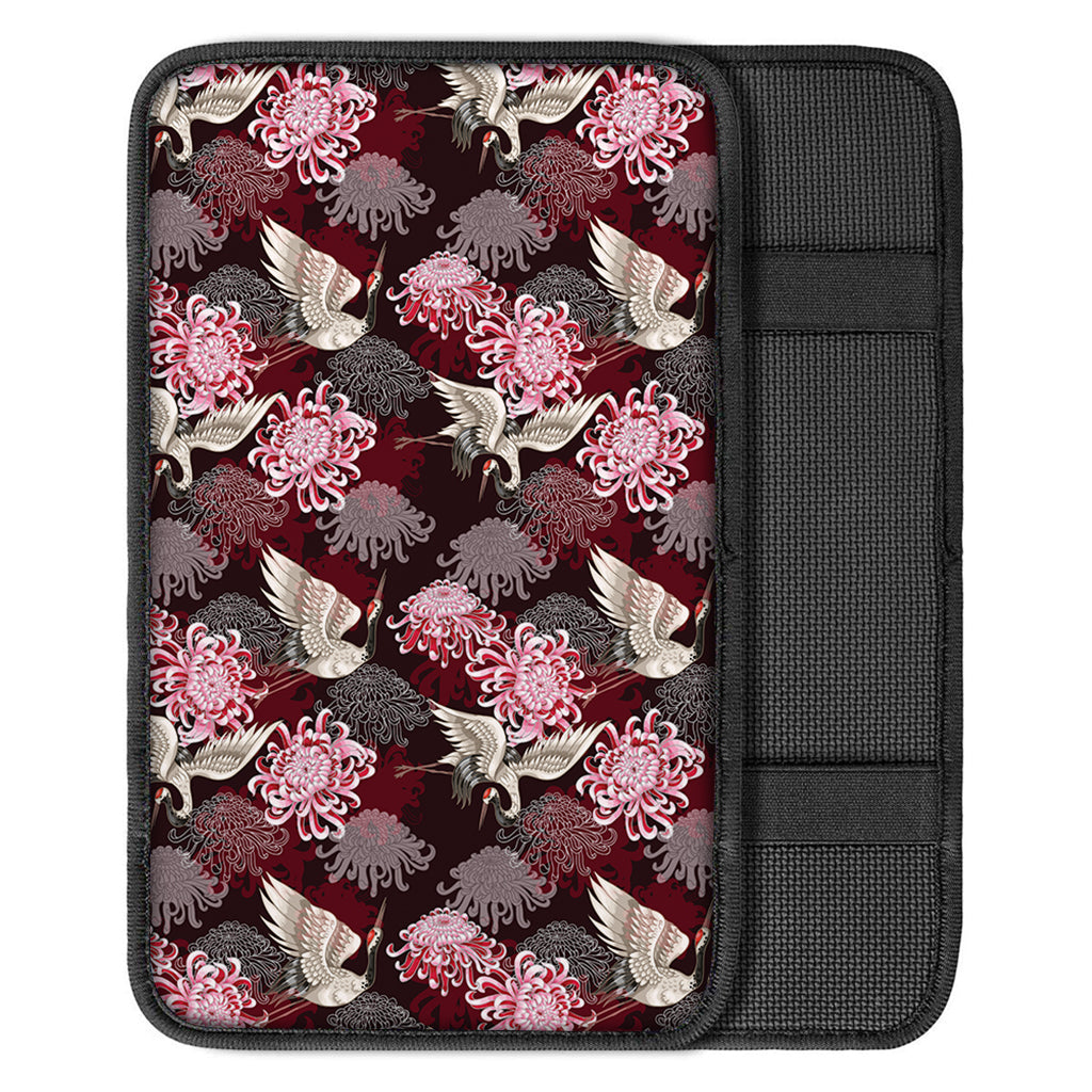 Japanese Cranes And Chrysanthemums Print Car Center Console Cover