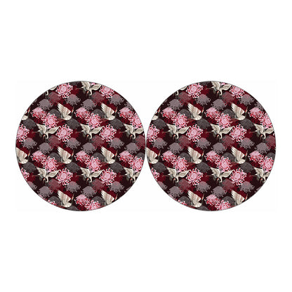 Japanese Cranes And Chrysanthemums Print Car Coasters