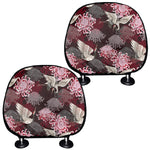 Japanese Cranes And Chrysanthemums Print Car Headrest Covers