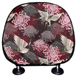 Japanese Cranes And Chrysanthemums Print Car Headrest Covers