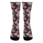 Japanese Cranes And Chrysanthemums Print Crew Socks