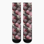 Japanese Cranes And Chrysanthemums Print Crew Socks