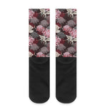Japanese Cranes And Chrysanthemums Print Crew Socks
