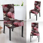 Japanese Cranes And Chrysanthemums Print Dining Chair Slipcover