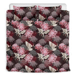 Japanese Cranes And Chrysanthemums Print Duvet Cover Bedding Set
