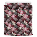 Japanese Cranes And Chrysanthemums Print Duvet Cover Bedding Set