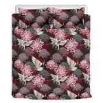 Japanese Cranes And Chrysanthemums Print Duvet Cover Bedding Set