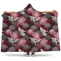 Japanese Cranes And Chrysanthemums Print Hooded Blanket