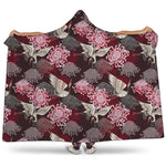 Japanese Cranes And Chrysanthemums Print Hooded Blanket