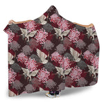 Japanese Cranes And Chrysanthemums Print Hooded Blanket