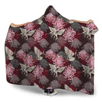 Japanese Cranes And Chrysanthemums Print Hooded Blanket
