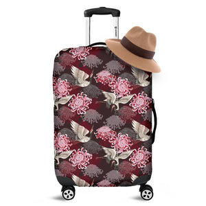 Japanese Cranes And Chrysanthemums Print Luggage Cover